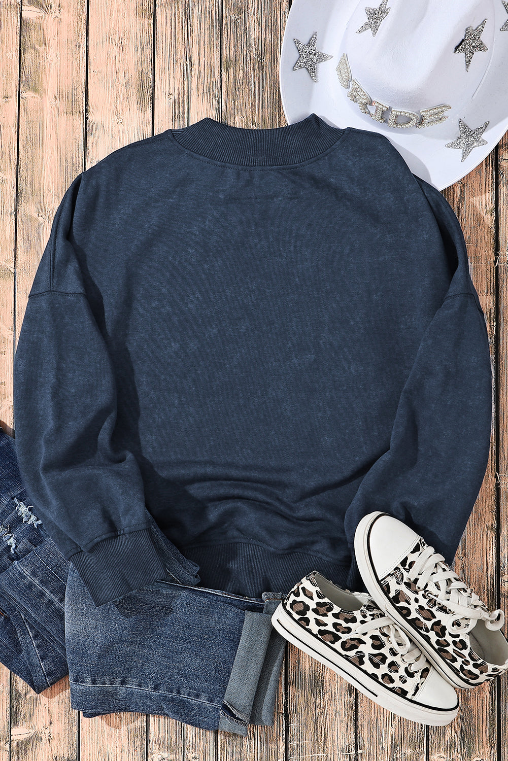 Brown Drop Shoulder Crew Neck Pullover Sweatshirt