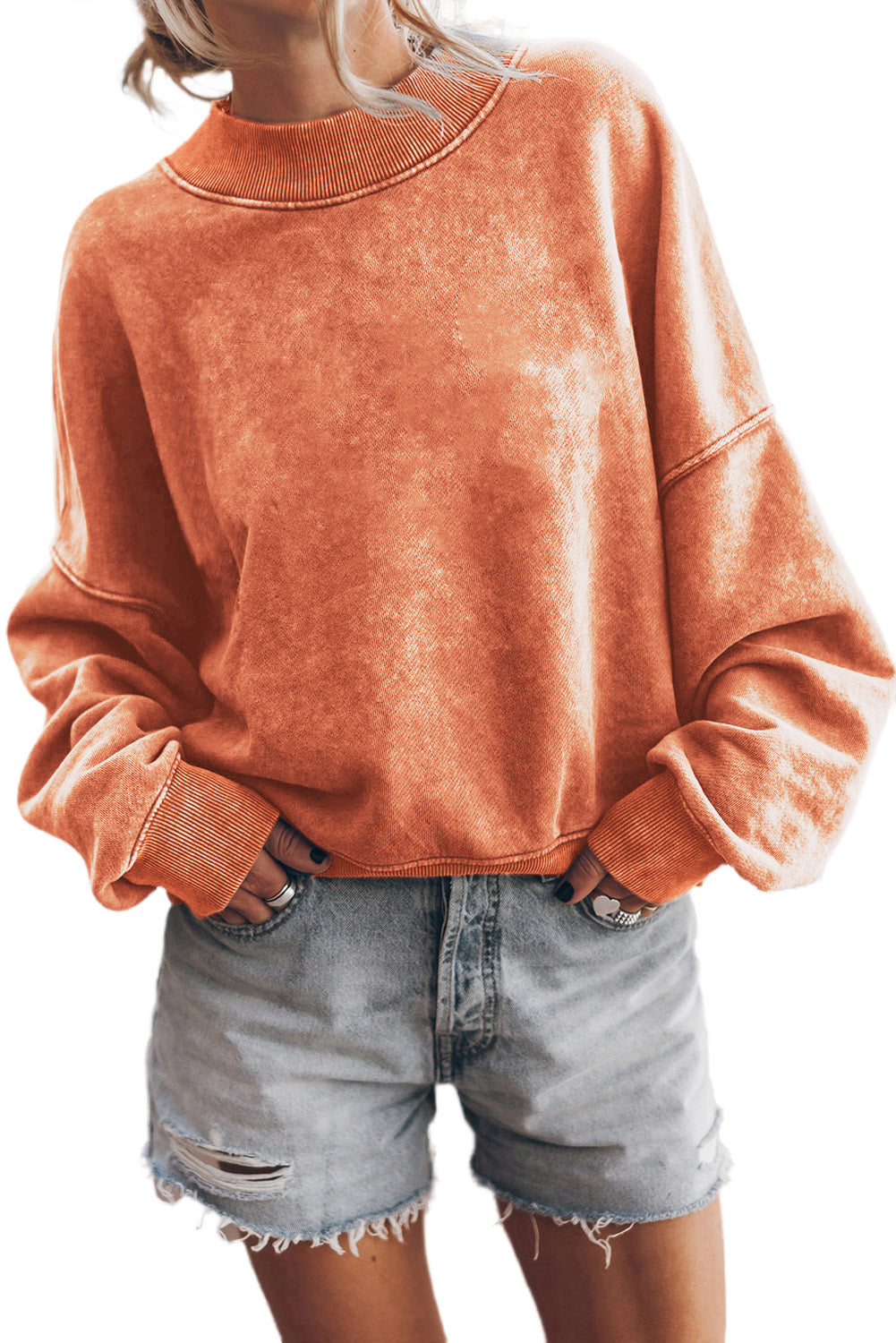 Brown Drop Shoulder Crew Neck Pullover Sweatshirt